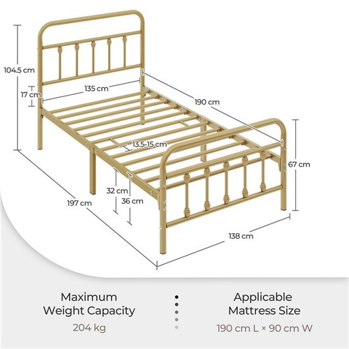 Single metal bed - bed, frame