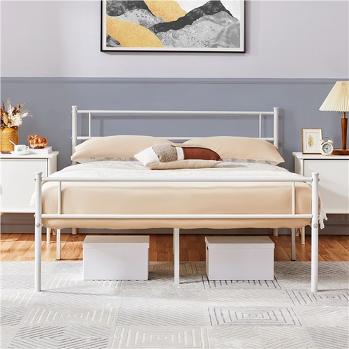 White 3ft 4ft6 metal bed - white,