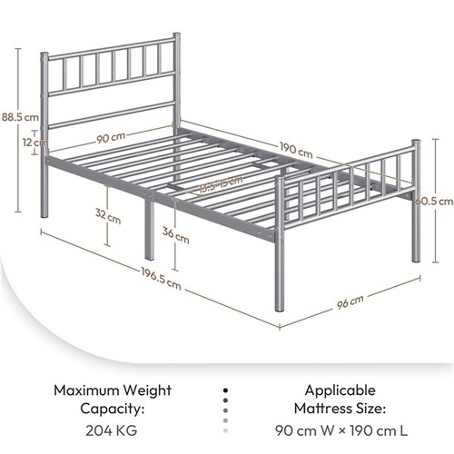 Single metal bed frame with - single,