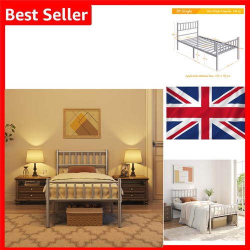 Modern silver metal bed - bed, frame
