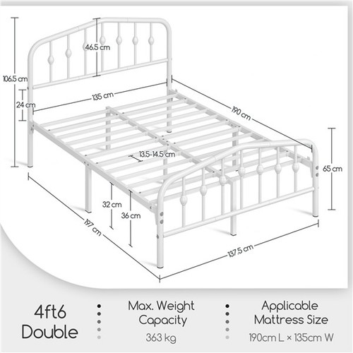 Double metal platform bed - double,
