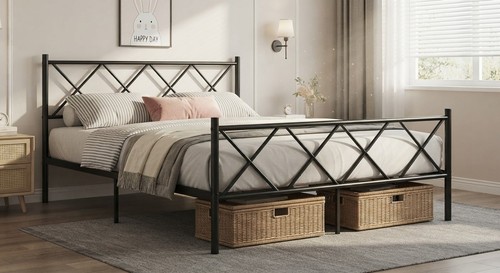 Modern king size metal bed - size,