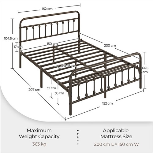 5ft king vintage metal bed - 5ft,