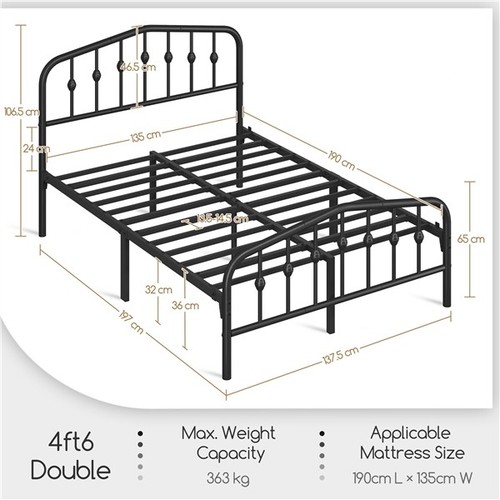 Double metal platform bed - double,