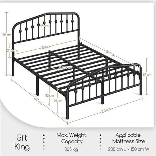 King metal platform bed frame - platform,