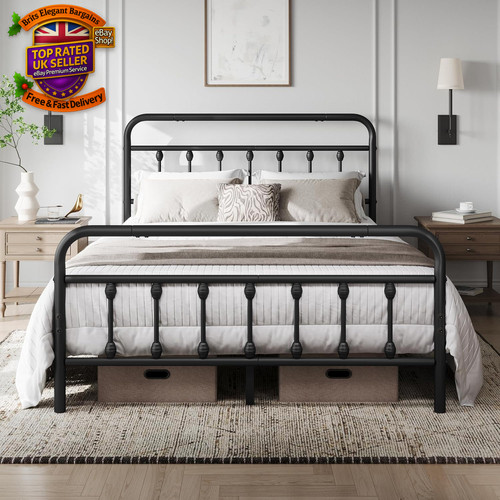 Vintage iron bed frame - bed,