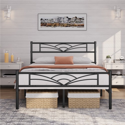 4ft6 double metal platform bed - platform,