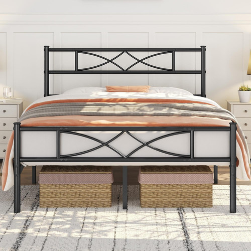 4ft6 double metal bed - metal,