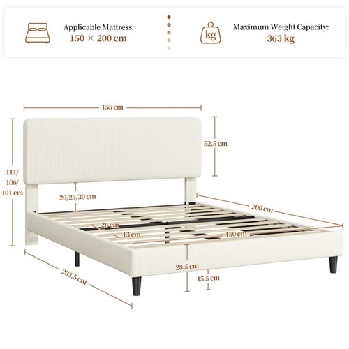 King upholstered bed - upholstered, w/
