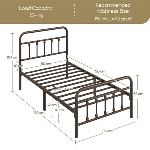 3ft single metal bed - bed, frame