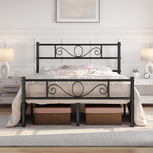 Elegant black 4ft6 double bed - double,