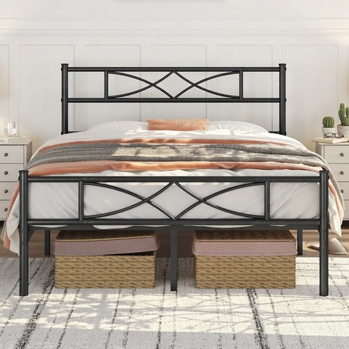 4ft6 double metal bed - metal, frame