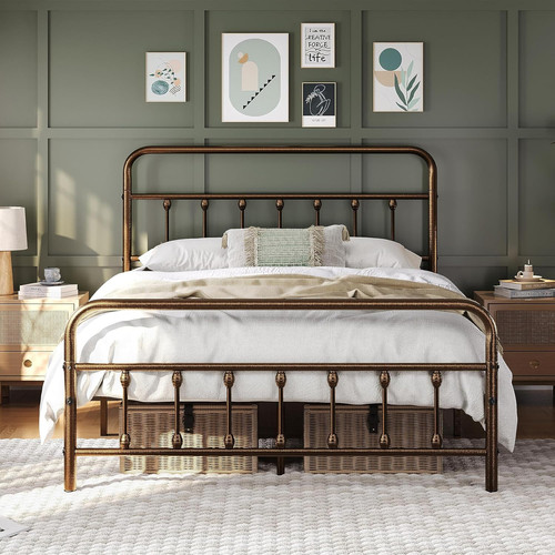 Vintage metal bed frame - vintage, high