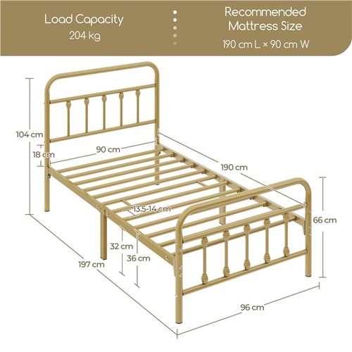 Single metal bed - single, frame