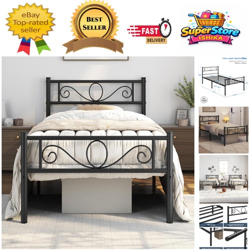 Luxury black metal bed - black, frame