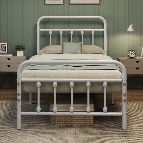 Iron bed frame kingsize white - bed,