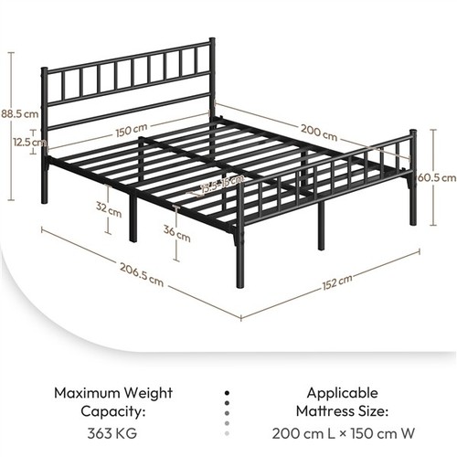 King metal bed frame with - bed,