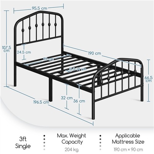 Single metal bed frame - bed, w/