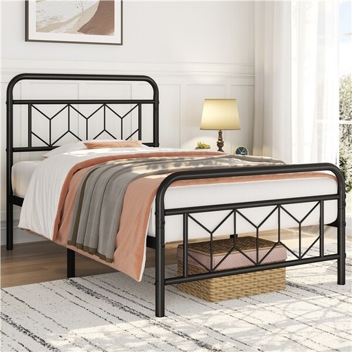 Single double metal bed frame - bed,
